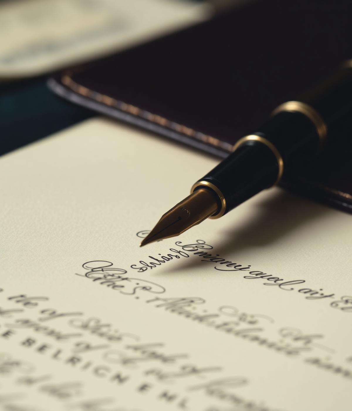 Pluma sobre documento notarial